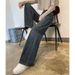 Retro Straight-leg Jeans For Women, Spring And Autumn 2024 New Style, High-waisted, Loose, Slimming, Drapey, Narrow_mkmklike.com