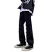 European And American High Street Vibe Pants Men's Tide Brand Design Sense Slightly Pull Jeans Zipper Split Fork Tooling Straight Pants Tide_mkmklike.com