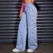 Women's High Waist Wide Leg Jeans - Vintage Washed Butterfly Embroidered Straight Denim Pants_mkmklike.com