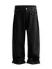 Dark Streetwear Waxed Jeans – RO-Inspired Drop-Crotch Pants With Distressed Coating (Black, Straight Fit)_mkmklike.com