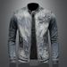 Loom Cross-Border Trendy Brand Men's Denim European And American Casual Retro Plus Size Stand Collar Zipper Jacket Cycling_mkmklike.com
