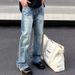 Men's American Retro Cleanfit Ripped Flared Jeans High Street Style Loose Straight Leg Drape Vibe Cross Border_mkmklike.com