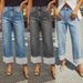 New Elastic Straight Jeans Women's Quality Retro Curling High Waist Trousers_mkmklike.com