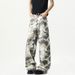 Suitable For All Seasons Gray White American Camouflage Jeans Men's Trendy High Street Hip Hop Straight Loose Wide Leg Long Pants_mkmklike.com
