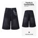 Men's Loose Fitting Slightly Stretchy Denim Shorts Straight Leg Five Point Length Embroidered Side Pockets American Retro Style_mkmklike.com