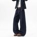Plus Size High Waisted Straight Leg Jeans – Minimalist Embroidered Denim Pants For Women (Blue)_mkmklike.com