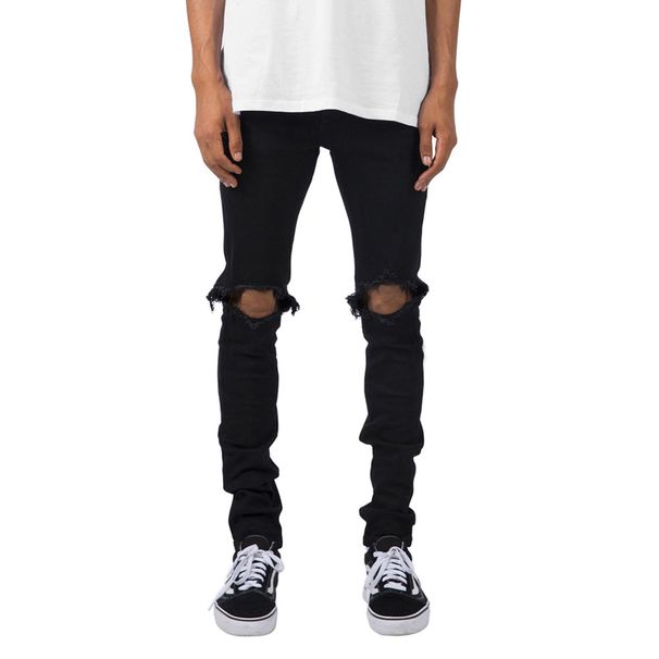 Stretchy European And American Fashion Trendy Brand Personality Ripped Slim Fit Skinny Men's Jeans_mkmklike.com