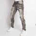 Cross-Border New Men's European And American Street Fashion Ins Hot Elastic Patch Denim Straight Pants_mkmklike.com
