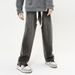 Nordmann Black Gray High Street Retro Jeans Men Elastic Waist Casual New Trendy Loose Straight Long Pants_mkmklike.com