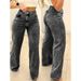 Plus-Size High-Waisted Straight Leg Jeans – Workwear Essential In Washed Black & Blue (S-5XL)_mkmklike.com