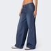 Women's Blue Striped Jeans Casual Loose Wide Leg Trousers Washed Straight Leg Cross Border European American Style_mkmklike.com