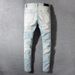 Men's Clothing High Street Fashion Brand Old Patch Paint Graffiti Hole Elastic Slim Washed Light Color Jeans_mkmklike.com