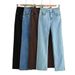 Women's Clothing Blogger High Waist Elastic Bell Bottom Pants Hot Girl Slim Raw Edge Long Jeans_mkmklike.com