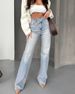 Women's Clothing Distressed High-Waisted Wide-Leg Jeans For Women – Vintage Straight-Leg Denim Pants With Raw Hem, Comfortable & Stylish Casual Wear_mkmklike.com