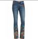"Women's Slimming Washed Denim Jeans With Floral Embroidery – High Waist Stretch Skinny Pants For Casual & Date Night"_mkmklike.com