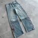 European And American Plum Blossom Embroidery 2025 Autumn Denim Style Street Fashion Embroidered Straight Pants_mkmklike.com