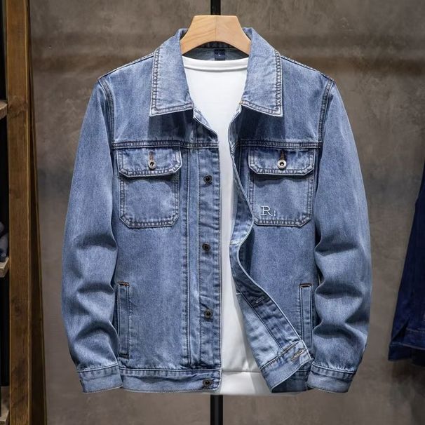 New Casual Youth Trendy Brand Versatile Spring Workwear, High-End Loose Denim Jacket, Men's_mkmklike.com