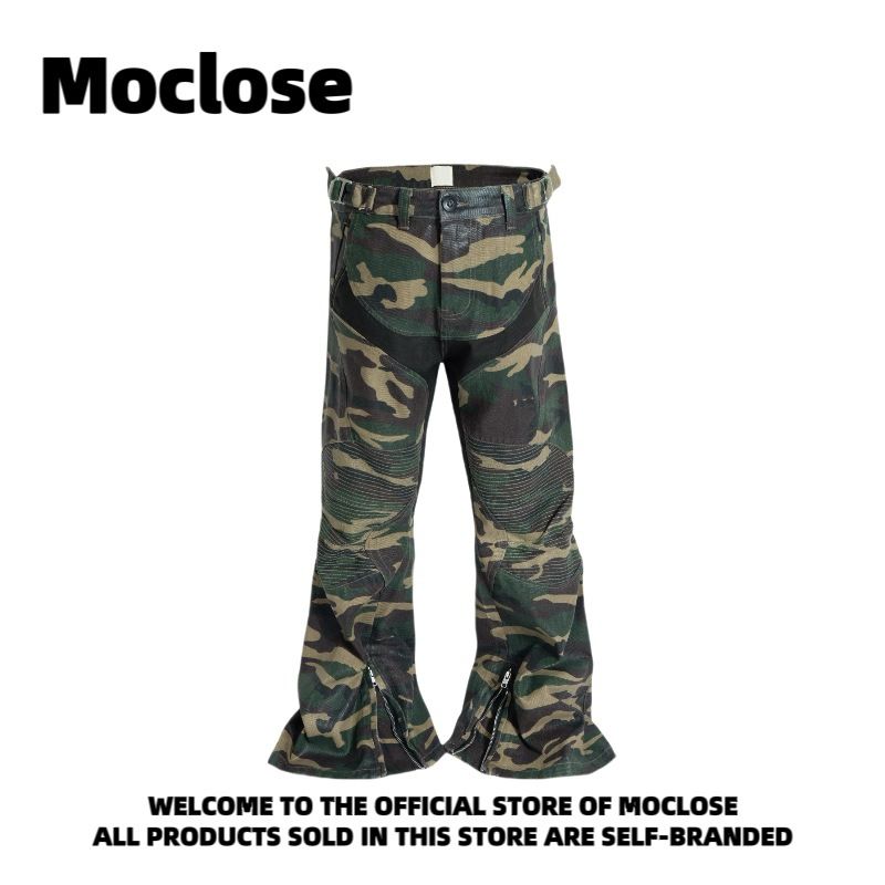 Men's Clothing Moclose American Street Fashion Brand Splicing Camouflage Men's And Women's Loose Wide Leg Flared Casual Motorcycle Overalls_mkmklike.com