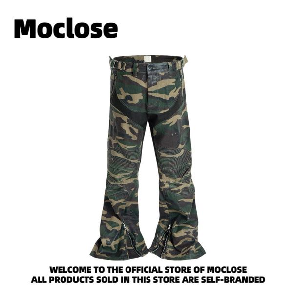 Men's Clothing Moclose American Street Fashion Brand Splicing Camouflage Men's And Women's Loose Wide Leg Flared Casual Motorcycle Overalls_mkmklike.com