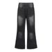 Washed Denim Flared Men's Vibe Trendy Hippie Niche Loose Wide-Leg Long Pants Distressed White Versatile_mkmklike.com