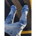 Men's Straight Fit Jeans Lightning Pattern Washed Gradient American High Street Vibe Cleanfit Scimitar Bootcut Pants_mkmklike.com