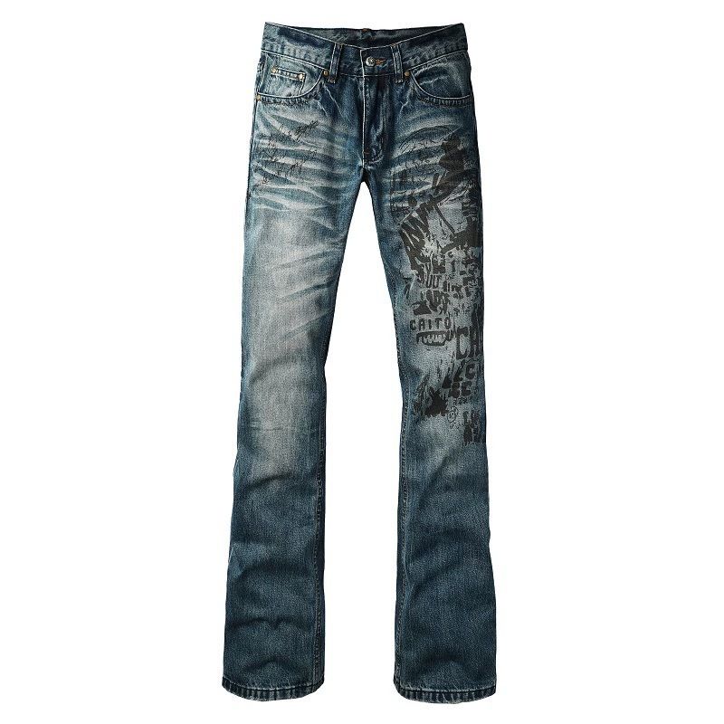 Men's Loose Straight Leg Jeans American Hand Painted Graffiti Fashionable Print Casual Retro Men's Pants_mkmklike.com
