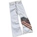 Women's High Waist Loose Straight Leg Jeans Slightly Flared Design Flag Patchwork European American Style Denim_mkmklike.com