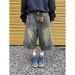 Men's Clothing Retro Washed Denim Shorts Straight Wide Leg Distressed Loose Casual Versatile Cropped Pants_mkmklike.com