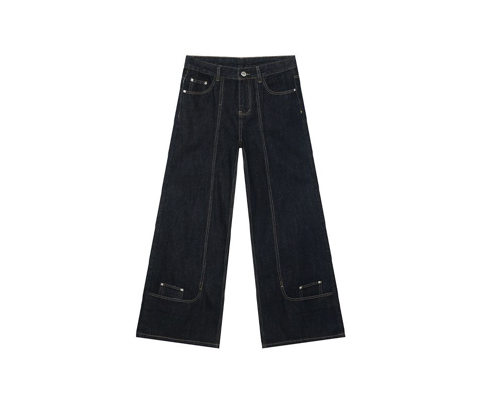 EF JEANS | 2025 Spring New American Niche Personality Design Deconstruction Wide Leg Straight Jeans Trendy Men_mkmklike.com