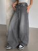 Women's High Waist Distressed Wide Leg Jeans - Vintage Washed Blue Denim Pants For Casual & Boho Style_mkmklike.com