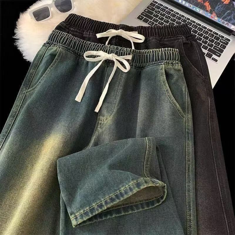 American Retro Style Men's Jeans, New Spring And Autumn Style, Trendy High Street Loose Straight Leg Wide Leg Men's Casual Trousers_mkmklike.com