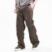 Retro Deconstructed Pleated Multi-Pocket Cargo Jeans For Men & Women - High Street Loose Straight Leg Wide Pants (Brown Coffee)_mkmklike.com