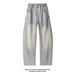 Vintage American-style Autumn Streetwear Washed Patchwork Curved Hem Jeans For Men And Women, Loose Fit, Plus Size,_mkmklike.com