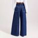 Women's Clothing Distressed Wide-Leg Jeans For Women – Rhinestone Pocket Boho Denim Pants (S-XXL, Vintage Wash, Non-Stretch)_mkmklike.com