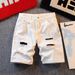 Men's Washed Distressed Denim Shorts Lightweight Casual Streetwear Loose Fit Straight Leg Mid-Length Summer Shorts_mkmklike.com