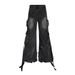 Big Flare Cargo Pants Men's Trendy Vibe Style Lace-up Multi-pocket Reverse Wear Design Niche Denim Trousers_mkmklike.com