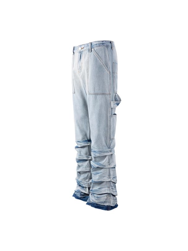 Men's & Women's Vintage Washed Carpenter Jeans – Relaxed Straight-Leg With Stacked Distressed Details (Light Blue, S-XXL)_mkmklike.com