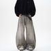 Retro Washed Distressed Gray Splatter Paint Curved Blade Loose Jeans Mid Waist Wide Leg Cotton Pants For Men And Women Spring Autumn_mkmklike.com