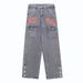 Men's Clothing Retro Buttoned Embroidered Washed Jeans Men's Trendy Straight Loose Wide Leg Pants_mkmklike.com
