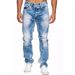 Men's Classic Straight Leg Jeans - Comfortable Cotton Denim Pants With Multiple Pockets For Casual Wear (S-3XL, Light Blue/Dark Blue/Black)_mkmklike.com