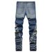 2024 New Street Fashion Heavy Washed Cat Whiskers Double-Layer Cuffed Non-Stretch Straight Loose Jeans_mkmklike.com