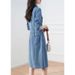 European Denim Dress For Spring Autumn , New Style Elegant Temperament, Slim Waist, And Long Sleeved Skirt With A_mkmklike.com