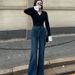 Pear-haped Body Non-limming Slightly Jean For Women 2025 Spring New High-waited Stretch Slimming Bootcut Flared_mkmklike.com