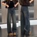 Fashionable Retro Straight-leg Jeans For Women, 2025 Autumn And Winter New Style, Petite Narrow Version, High-waisted,_mkmklike.com
