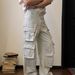 Retro Washed Straight Leg Cargo Jeans Multi Pocket High Street Trendy Brand Casual Wide Leg for Men And Women_mkmklike.com