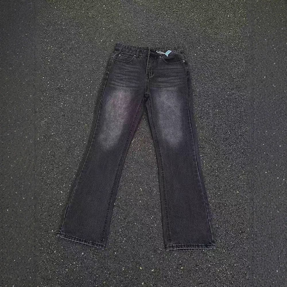 Vintage Black Washed Denim Flare Jeans – Retro 70s Inspired Clean Fit With Straight-Leg Opening (Unisex S-Xl)_mkmklike.com