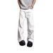 Men's White High Street Jeans – Summer Loose Fit Straight Leg & Wide Hem Pants For Casual & Streetwear_mkmklike.com