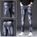25 New Men's Clothing Distressed Patch Hip-Hop Street Style Cool Straight Leg Wild Heavy-Duty Jeans For Men_mkmklike.com