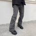 Men's Post-Apocalyptic Distressed Jeans – Patchwork Flared Pants With Raw Hem & Streetwear Edge_mkmklike.com