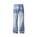 Men's Clothing Cat Whisker Wash Bootcut Jeans – Vintage Black & Blue Denim Pants, High Street Style, Mid-Rise Comfort & Stretch Fit For Urban Fashion_mkmklike.com